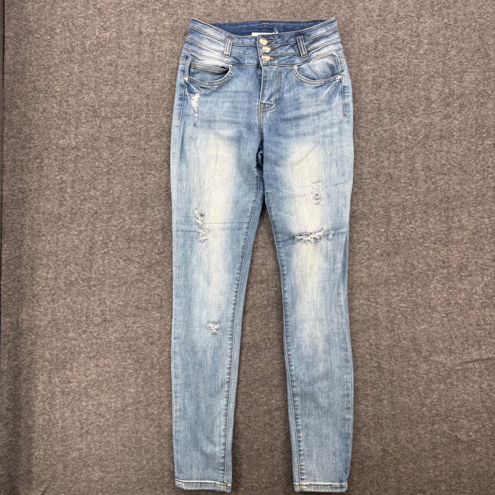 Wild Blue High Rise Legging Distressed Skinny Jeans Light Wash Size 4 3-Button